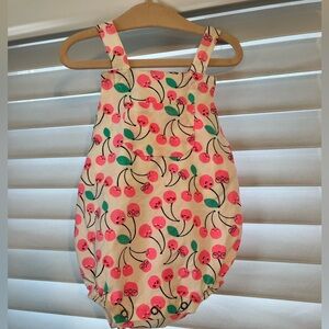 The Bonnie Mob Pink Cherry Print Girls' One-Piece Romper